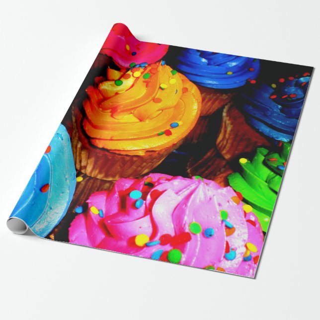 vibrant cupcakes wrapping paper (Unrolled)