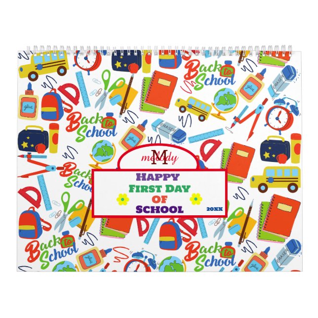 Vibrant Customisable Back to School Pattern Calendar (Cover)