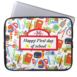 Vibrant Customisable Back to School Pattern Laptop Sleeve