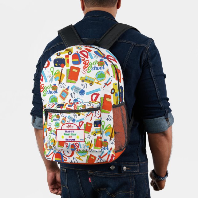 Vibrant Customisable Back to School Pattern Printed Backpack (Insitu (Model))
