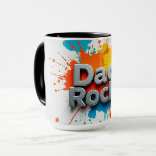 Vibrant Dad Rocks Splash Coffee Mug   Customisable