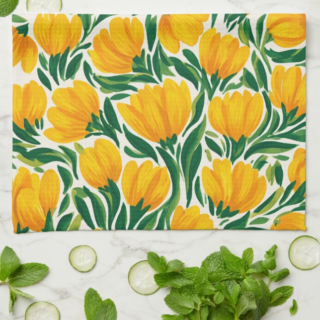 Vibrant Daffodil Kitchen Towels (Folded)