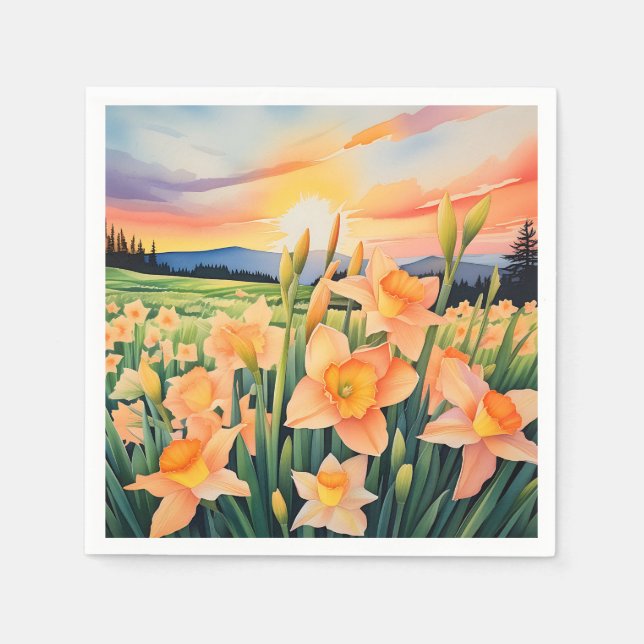 Vibrant Daffodil Meadow Napkin (Front)