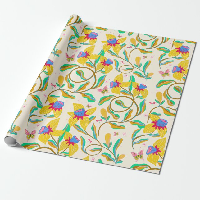Vibrant daffodils Wrapping Paper (Unrolled)