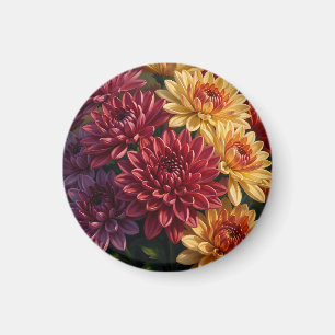 Vibrant Dahlia Floral Bouquet  Magnet