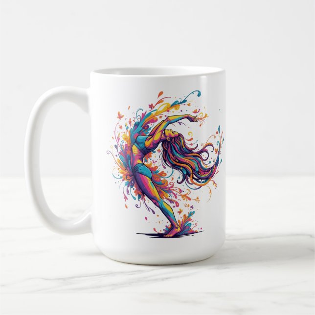 Vibrant Dance Flow Abstract Female Art Coffee Mug (Left)