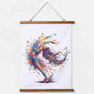 Vibrant Dance Flow Abstract Female Art Hanging Tapestry