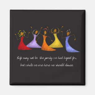 Vibrant Dancing Ladies Textured Collage Magnet