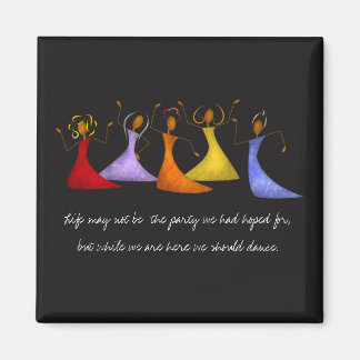 Vibrant Dancing Ladies Textured Collage Magnet