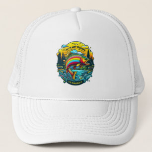 Vibrant Dawn on the Angler’s Dream Rainbow Trout Trucker Hat