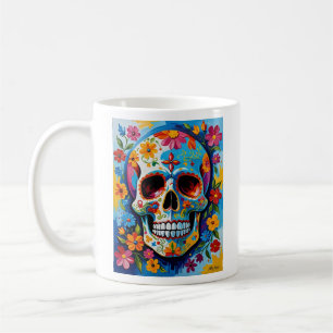 Vibrant Day Of The Dead Skull T Shirt Coffee Mug