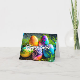 Vibrant Decorative Happy Easter Eggs Holiday Card