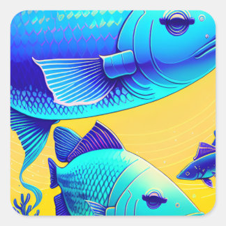 Vibrant Deep Blue Fishes Sticker