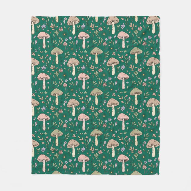 Vibrant Deep Emerald Fungi Cozy Dark Green Fleece Blanket (Front)