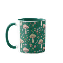 Vibrant Deep Emerald Fungi Seamless Pattern Luxury