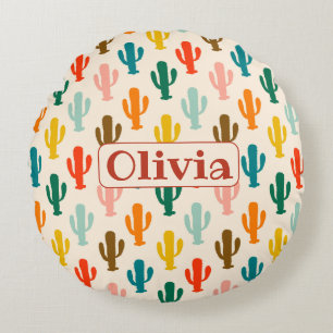 Vibrant Desert Botanical  Round Cushion