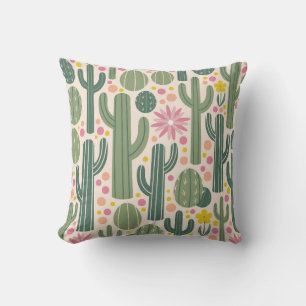 Vibrant Desert Cactus Pattern Cushion
