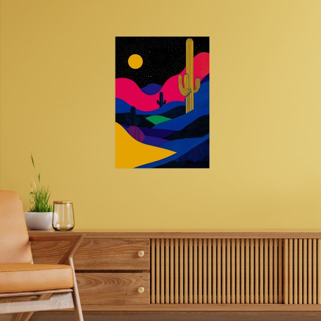 Vibrant Desert Landscape at Night Poster (Living Room 2)