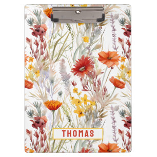 Vibrant Desert Wildflowers Customised Name floral Clipboard