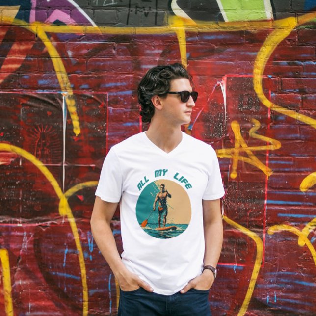 Vibrant design with man on sup paddle board T-Shirt (Creator Uploaded)