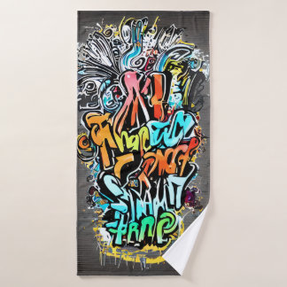 Vibrant Design with Street Art Bath Towel