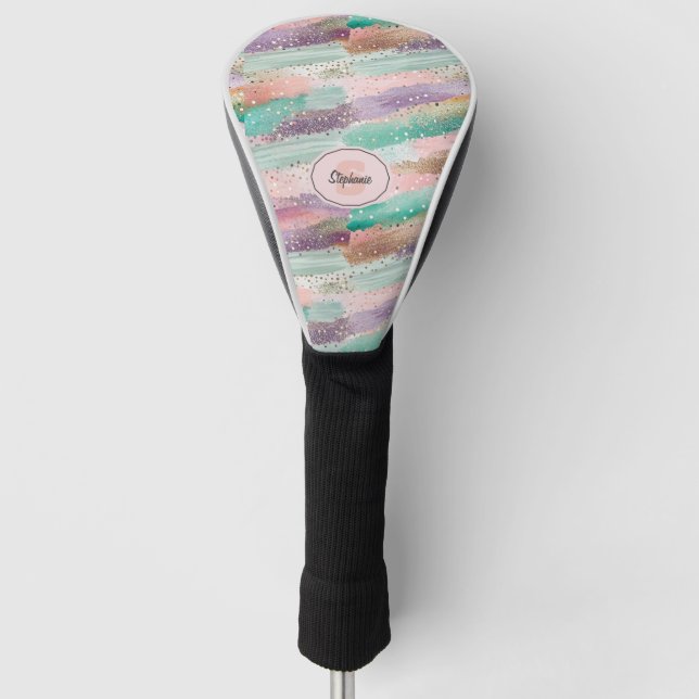 Vibrant Diagonal Brushstroke Pattern (2) Golf Head Cover (Front)