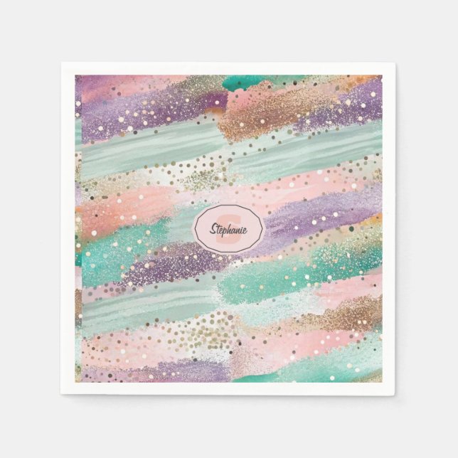 Vibrant Diagonal Brushstroke Pattern (2) Napkin (Front)