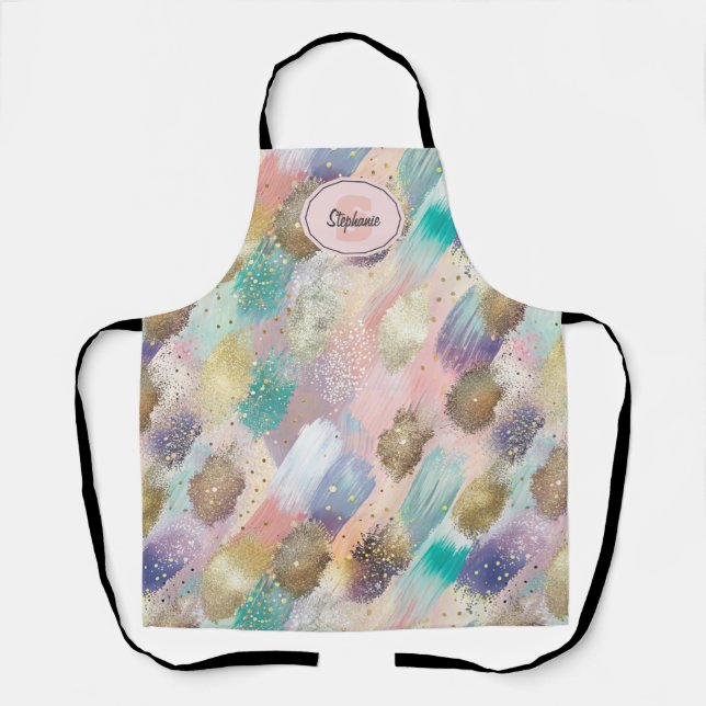 Vibrant Diagonal Brushstroke Pattern Apron (Front)