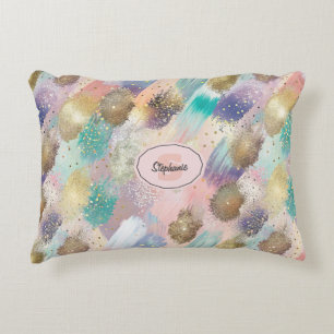 Vibrant Diagonal Brushstroke Pattern Decorative Cushion