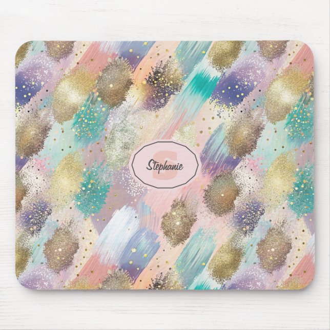 Vibrant Diagonal Brushstroke Pattern Mouse Mat (Front)