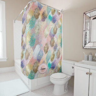 Vibrant Diagonal Brushstroke Pattern Shower Curtain