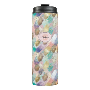 Vibrant Diagonal Brushstroke Pattern Thermal Tumbler
