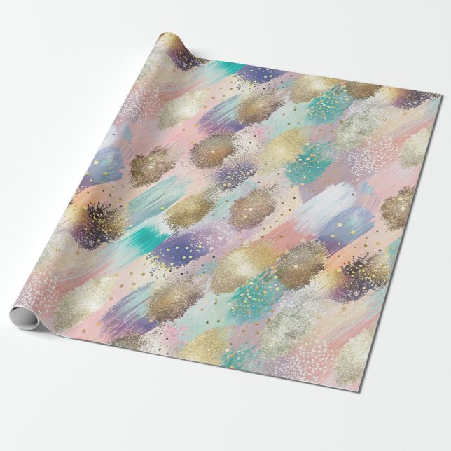 Vibrant Diagonal Brushstroke Pattern Wrapping Paper (Unrolled)