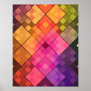 Vibrant Diamond Mosaic Pattern Poster