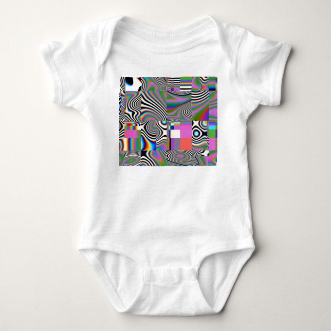 Vibrant Digital Abstract Geometric Background Baby Bodysuit (Front)