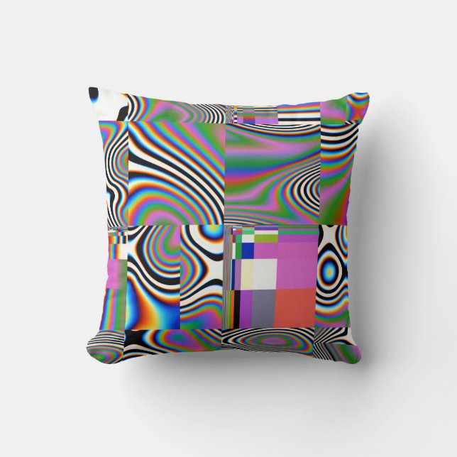 Vibrant Digital Abstract Geometric Background Cushion (Front)