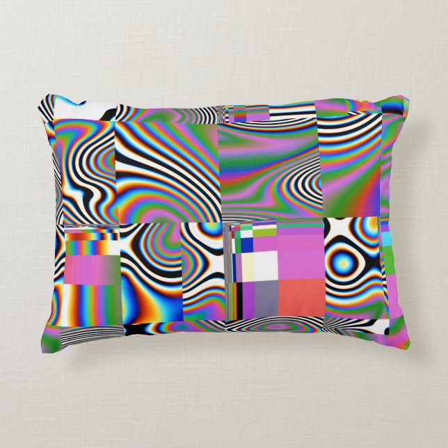Vibrant Digital Abstract Geometric Background Decorative Cushion (Front)