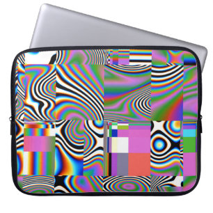 Vibrant Digital Abstract Geometric Background Laptop Sleeve