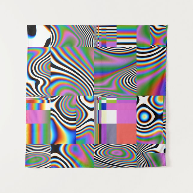 Vibrant Digital Abstract Geometric Background Tapestry (Front)