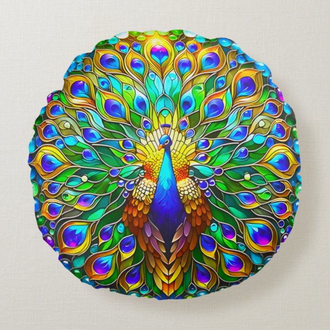 Vibrant Digital Art Round Pillow – Perfectly Sized (Front)