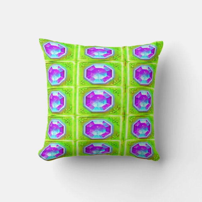 Vibrant Digital Art Throw Pillow - Colourful Home  (Front)