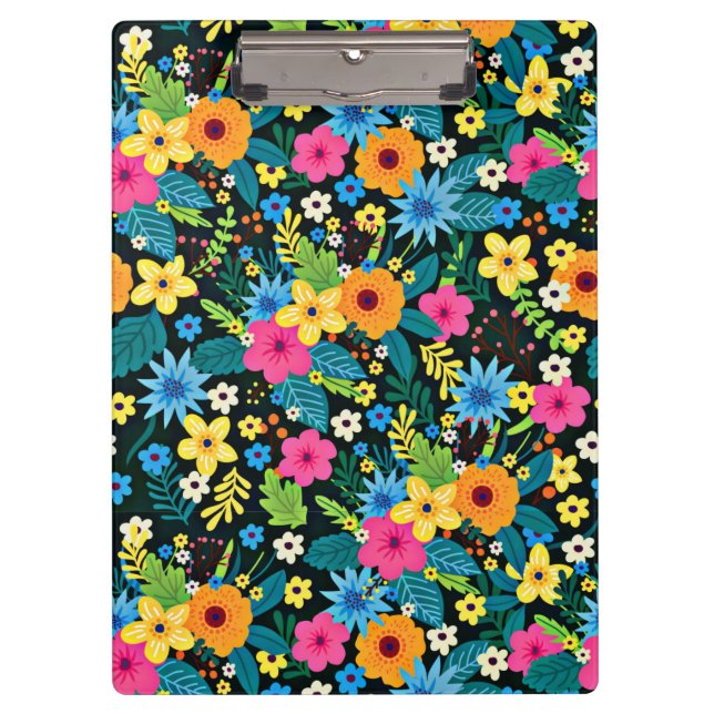 Vibrant Ditsy Flowers Floral Pattern-43785 Clipboard (Front)