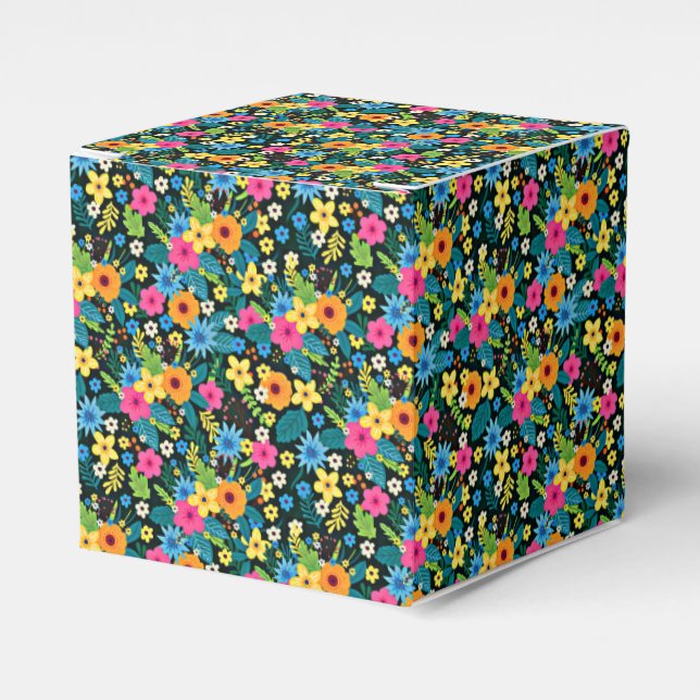 Vibrant Ditsy Flowers Floral Pattern-43785 Favour Box (Front Side)
