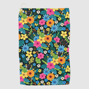 Vibrant Ditsy Flowers Floral Pattern-43785 Golf Towel