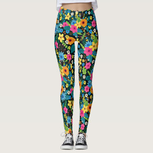 Vibrant Ditsy Flowers Floral Pattern-43785 Leggings
