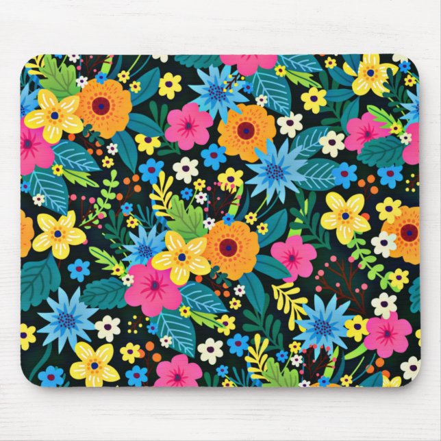 Vibrant Ditsy Flowers Floral Pattern-43785 Mouse Mat (Front)