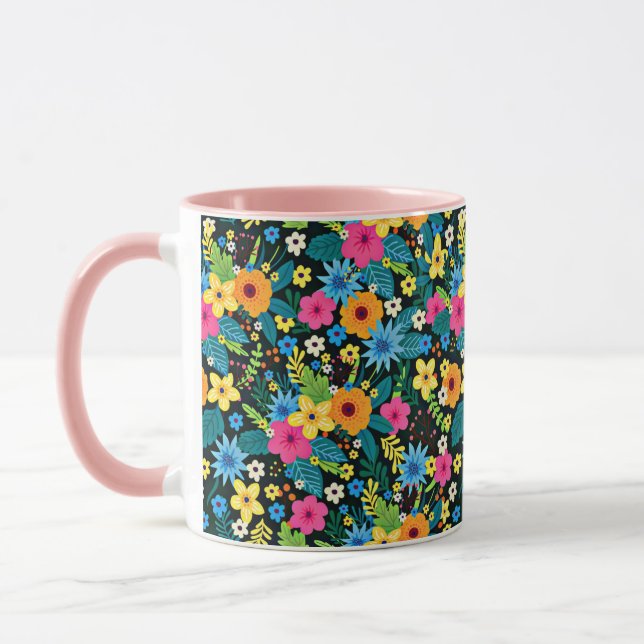 Vibrant Ditsy Flowers Floral Pattern-43785 Mug (Left)