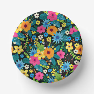 Vibrant Ditsy Flowers Floral Pattern-43785 Paper Plate