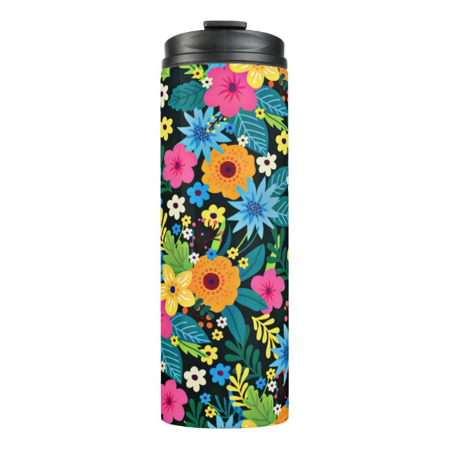 Vibrant Ditsy Flowers Floral Pattern-43785 Thermal Tumbler (Front)