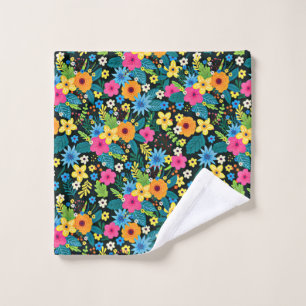Vibrant Ditsy Flowers Floral Pattern-43785 Wash Cloth